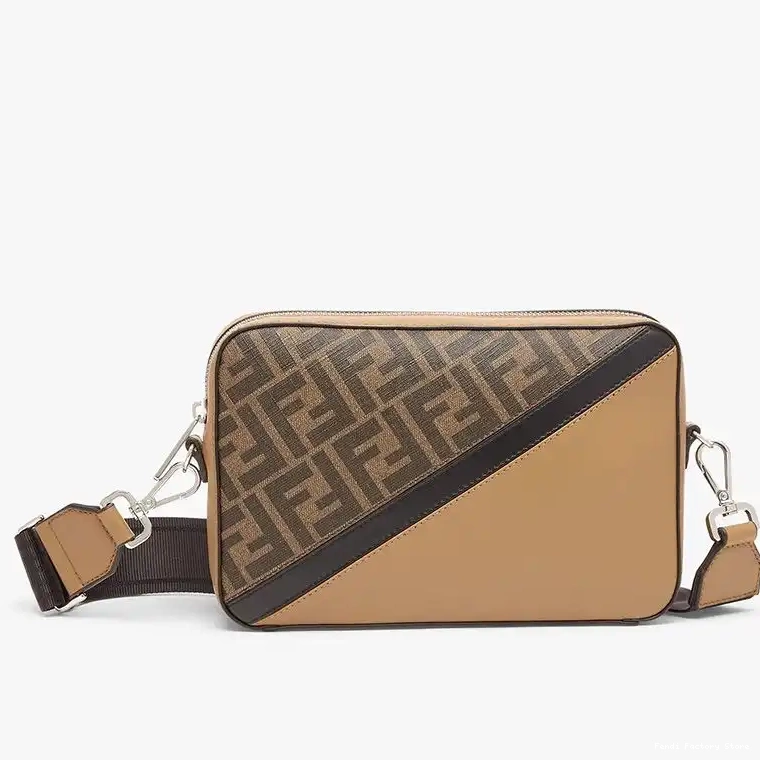 Brown In Compact Fabric Motif Black Fendi FF Case Camera 0504